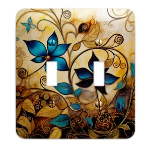 Abstract Art Whimsical Floral and Vines Light Switch Cover - Metal SwitchPlate, Multiple Sizes - #5264