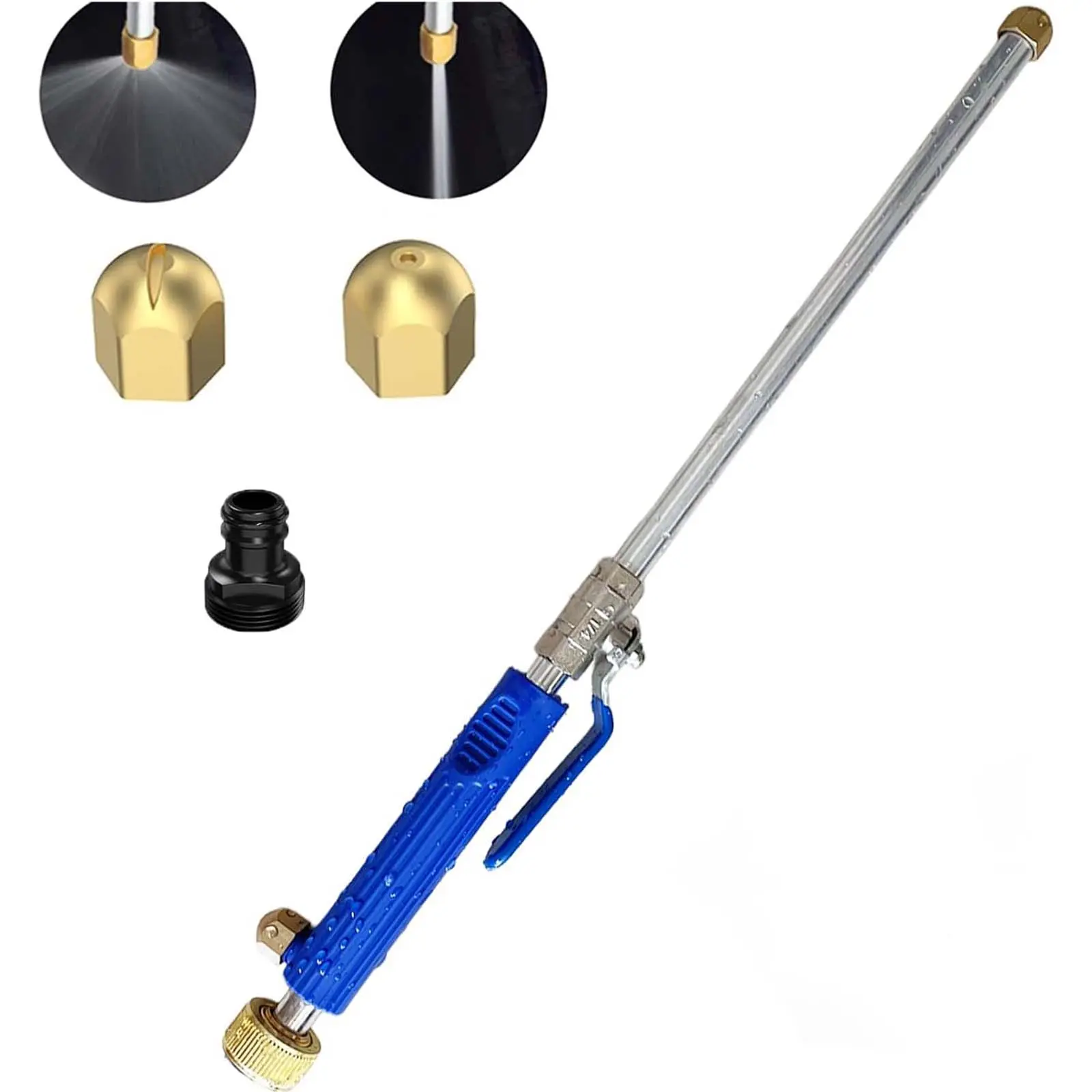 High Pressure Washer Wand, Stainless Steel Garden Hose Attachment with 2 Jet Nozzles (Fan-Shaped, Linear), ABS Quick Connect Kit with Anti-Slip Grip, Rust-Resist Metal, Copper Joint Build & Leakfree Sealing for Car Cleaning, Pressure Washer Attachments