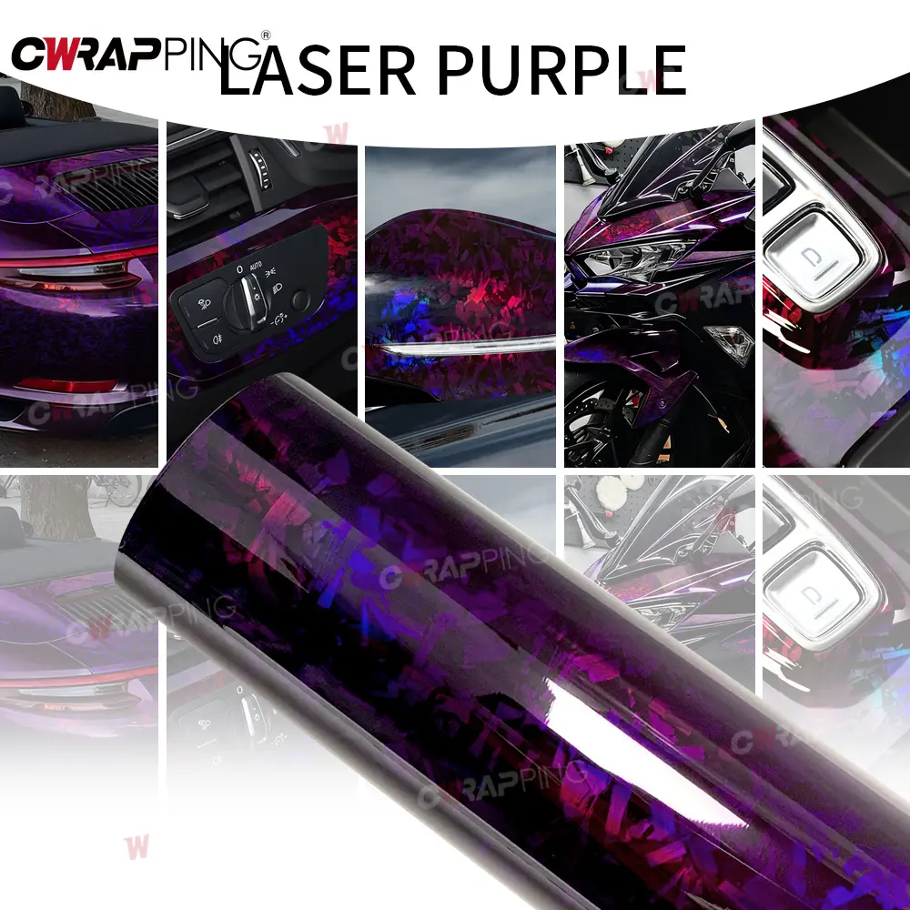 Car Film Covering Laser Purple Automotive Vinyl Wrap for Car Forged Carbon Wrap Wallpaper Sticker Glossy Motorcycle Stickers