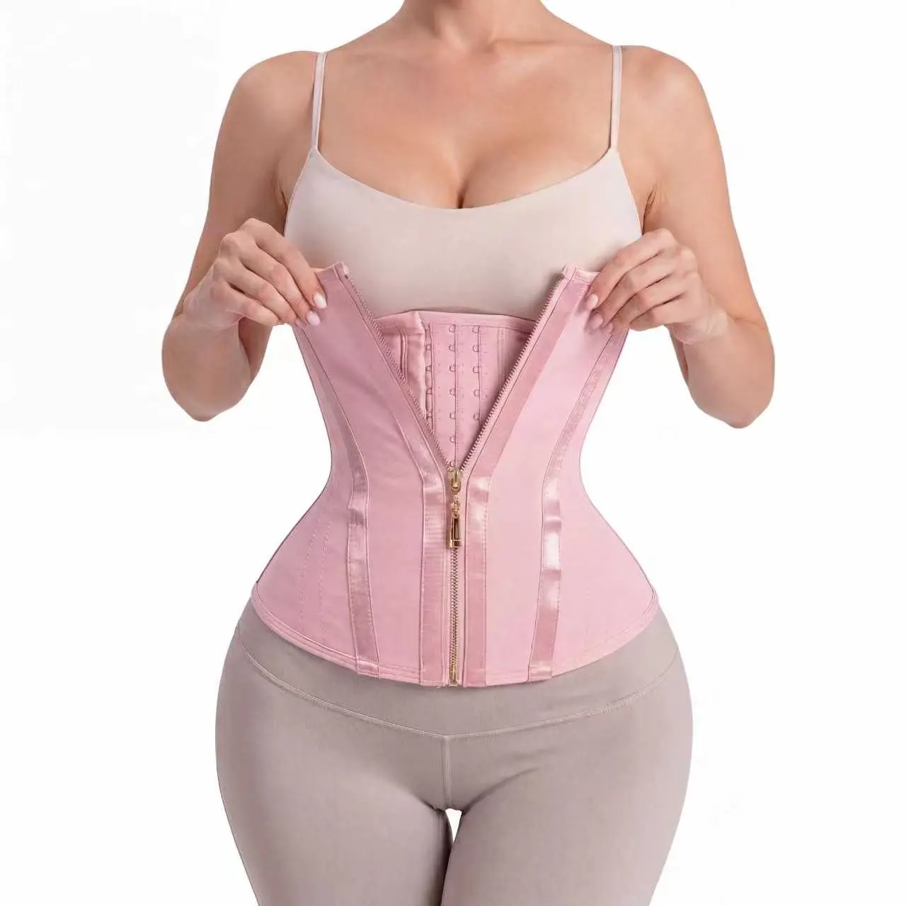 CZXMY Women's Basic Adjustable Hook & Eye Closure Zipper Waist Trainer Girdle - High Stretch Breathable Elastic Compression Mesh Shapewear with Body Shaping Tummy Control, for Postpartum Recovery, Activewear Fitness for Everyone