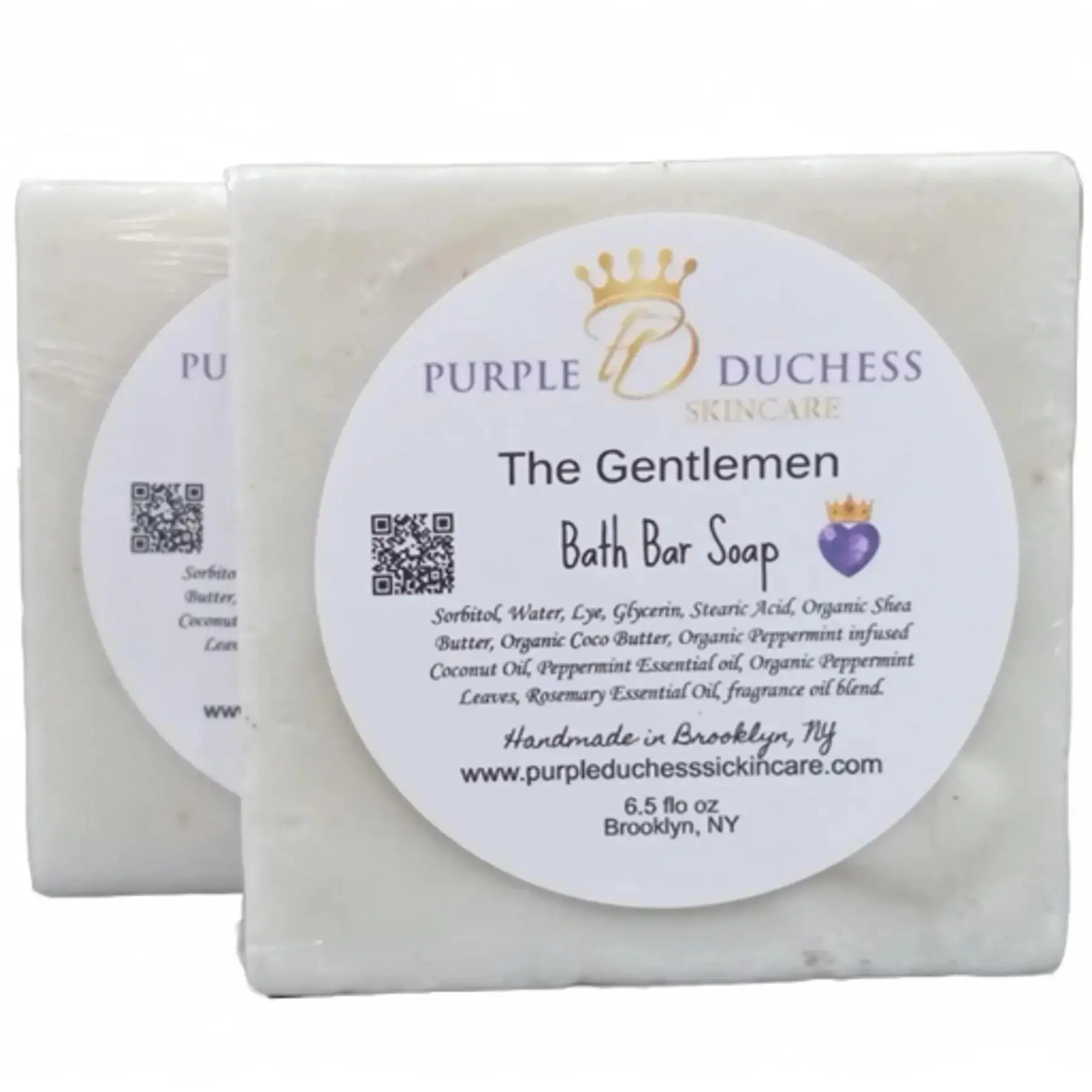 Purple Duchess Skincare Gentlemen Bath Bar Soap for Men with Peppermint & Rosemary and Shea Butter, Biodegradable and Chemical Free, 200g - Pack