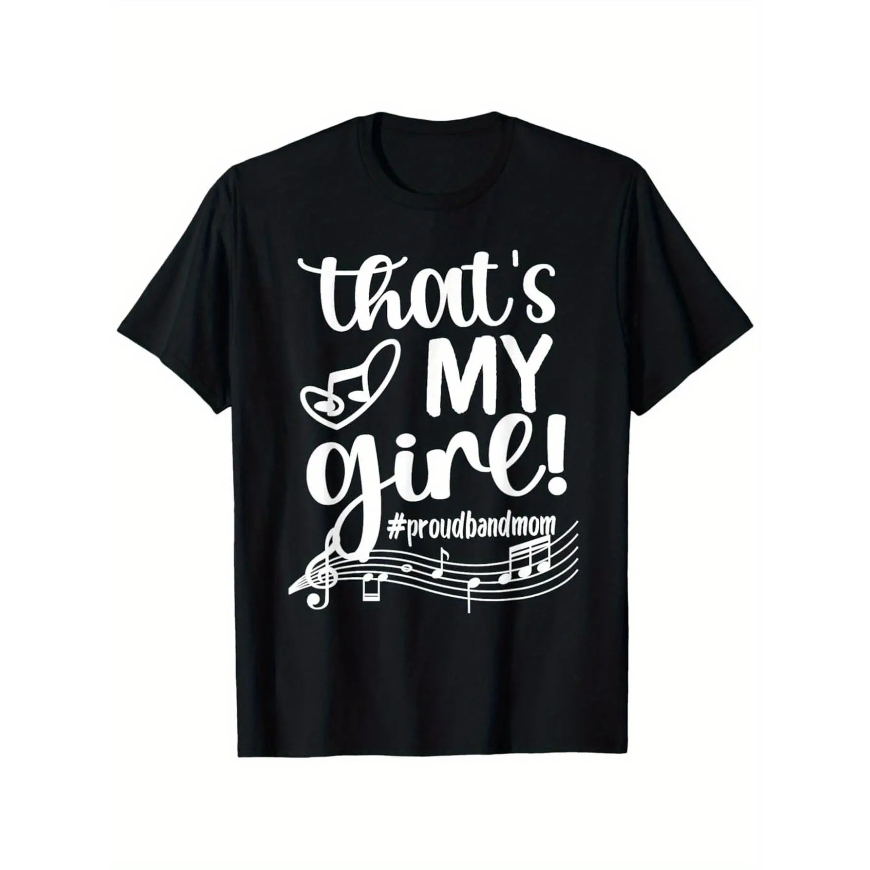 Menswear Round Neck Short-Sleeve Streetwear Top - "That's My Girl" Proud Band Mom Graphic Tee, Y2K Oversize Lightweight Double Print, Vintage Metalcore Acid Valentine Gift Casual T-Shirt Tshirt