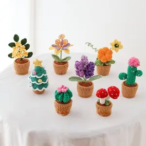 Crochet flower in pot, hand made, personalized gift for teacher, desk decoration, The Sundrop Flower, Lavender, Calla Lily, Cactus，Osmanthus