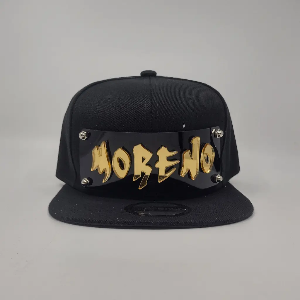 Black Custom Snapback Hat, Laser Cut Letters, Made to Order, Exclusive Creation