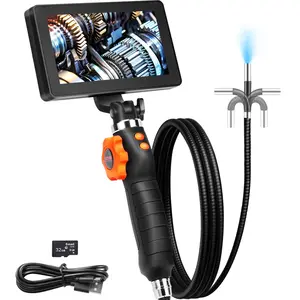 VEVOR Two-Way Articulating Borescope with Light, Inspection Camera with 0.25 Lens, 5 IPS HD Screen, Flexible Mechanic Fiber Optic Snake Scope Cam for Wall Automotive Engine Inspect-4.9FT