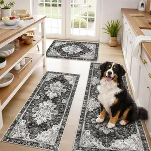 Boho Kitchen Rug Set of 3 – Non-Slip Washable Kitchen Mats, Soft Cushioned Anti-Fatigue, Perfect Thickness