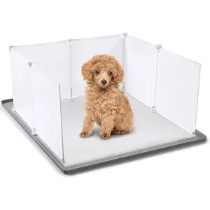 24" x 24" Dog Litter Box with High Walls Silicone Pee Pad Holder Tray with Pee Splash Guard No Spill Potty Pad Holder High Edge small Dog Toilet with 10 Holder Clamps for Puppy Potty Training