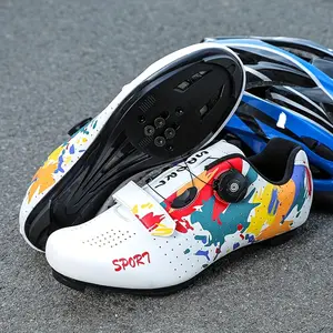 Men's Cycling Shoes Non Slip With SPD Cleats For Outdoor Training Racing Color Block Trendy