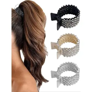 Rhinestone Decorated Hair Claw (3pcs), Casual Versatile Hair Accessories for Women & Girls Ponytail, Minimalist Headwear Suitable for Thick Hair for Party, Daily Clothing Decor, Clip In Claw