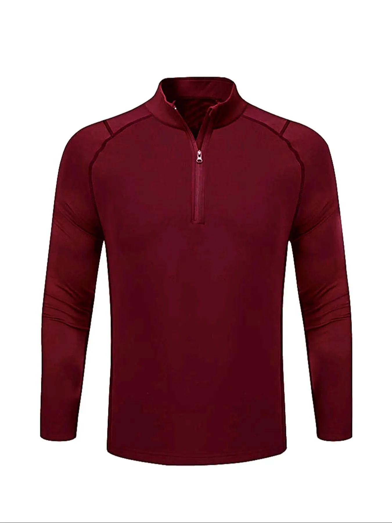 Men's Plain Zipper Mock Neck Sweatshirt, Slim Casual Sporty