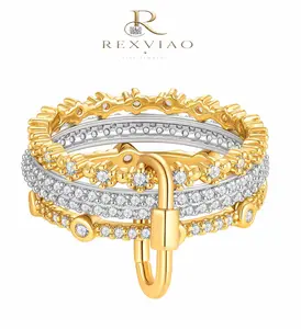 Rexviao Women's Vintage Sparkling Clasp Ring | Multi-Layer Zircon Fashion Accessory | Ideal for Weddings and Parties | Perfect Anniversary Gift | Sizes 6-12