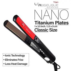 Le Angelique Titan 1" Titanium Digital Flat Iron for All Hair Types, Frizz-Free, Precise Heat Control, Travel-Friendly, Dual Voltage, 360-Degree Swivel Cord