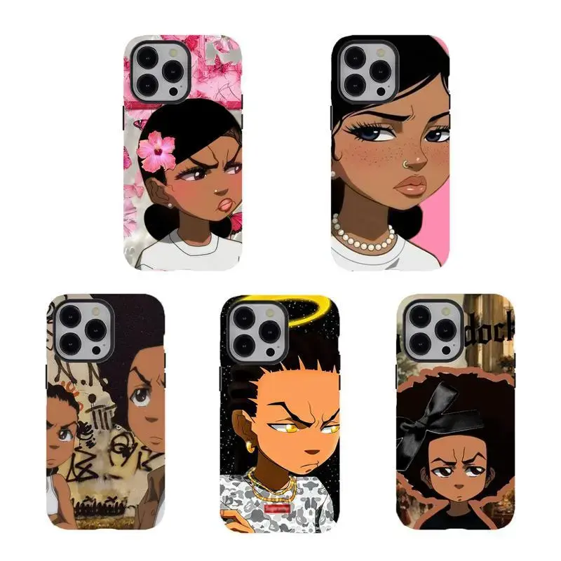 Black Girl Art & The Boonddddocks Phone Cases,Magic & Cartoon Vibes Aesthetic Dual-Layer design phone Cover