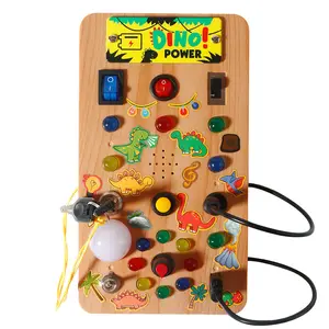 Interactive Educational Toy for Kids, Sensory LED Light Switch Control Board, Visual Learning Tools, Develops Motor Skills & Creativity, Science Experiment Kit PVC Wood Grain Design
