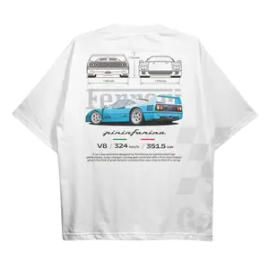 Ferrari F40 Pininfarina Aesthetic Tshirt, Ferrari F40 Blueprint T-Shirt, Ferrari F40 Vintage Shirt Menswear Top Underwear Streetwear BLUE Tropical