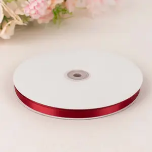100 Yards 3/8" Burgundy Single Face Decorative Satin Ribbon