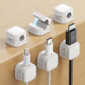 6 Pack Magnetic Cable Clips With Cable Smooth Adjustable Cord Holder, Under Desk Cable Management,Wire Holder Keeper Organizer for Home Office Desk Phone Car Wall Desktop Nightstand