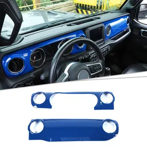 For 2018-2023 Jeep Wrangler JL JLU / Gladiator JT Center Console Dashboard Decor Panel Cover Trim Car Interior Accessories, ABS Carbon Fiber Blue console decoration Decal Vehicle