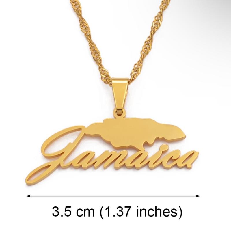 Jamaica Flag Necklace with Chain and Pendant Featuring the National Flag Design