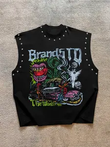 Unisex Sleeveless Rivet Vest, Casual Streetwear, Gym and Daily Wear, Trendy and Comfortable, H-Type Silhouette, All Seasons