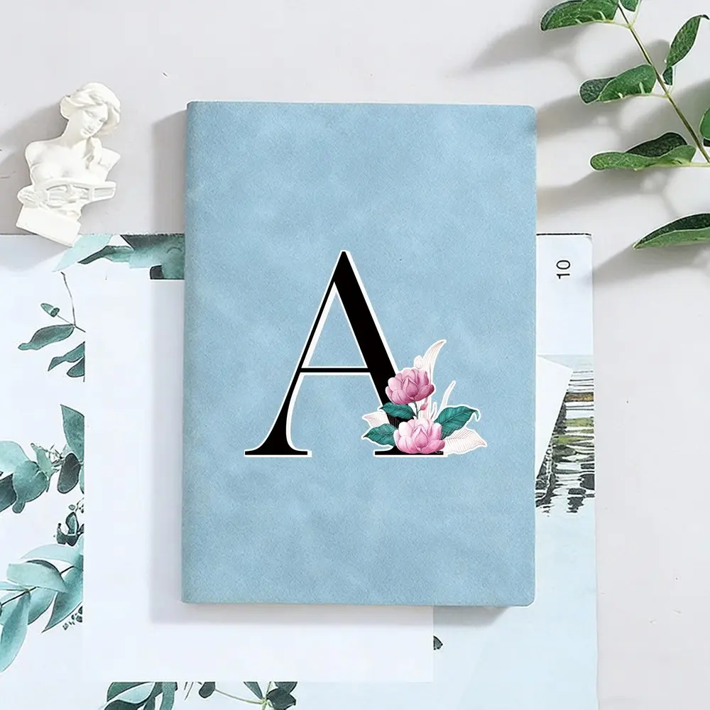 A5 Soft Faux Leather Notebook Daily Office Notepad, Office Stationery Supplies, Ultra Thick Student Notebook for Work, School & Note Taking Comfortable Touch, A-Z Letter Lotus Pattern Cover Ideal for Back to School