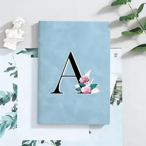 A5 Soft Faux Leather Notebook Daily Office Notepad, Ultra Thick Student Notebook for Work, School & Note Taking Comfortable Touch, A-Z Letter Lotus Pattern Cover Ideal for Back to School