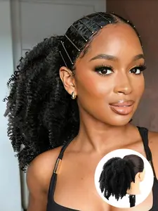 14 Inch Short Drawstring Ponytail for Women Afro Puff Drawstring Ponytail Synthetic Curly Clip In Ponytail Extension Messy Bun Hair Piece Style for Daily Party Use