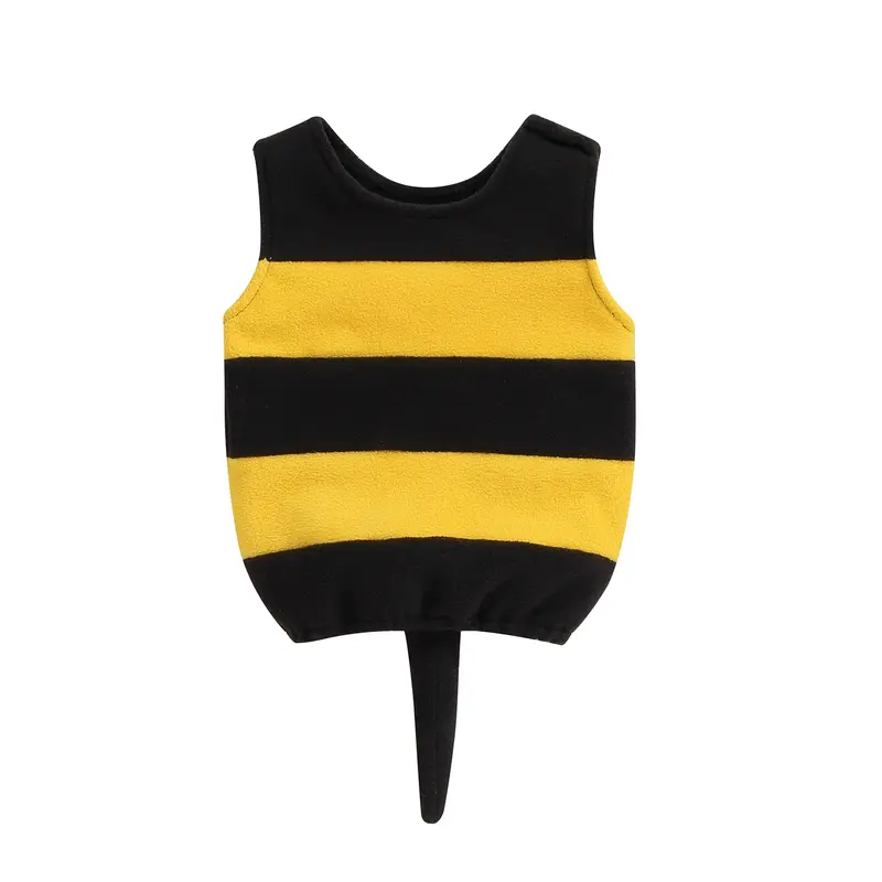 Toddelr Baby Boy Girl Halloween Costume Bee Costume Striped Print Tank Tops with Wings and Tail for My First Halloween Baby Outfit