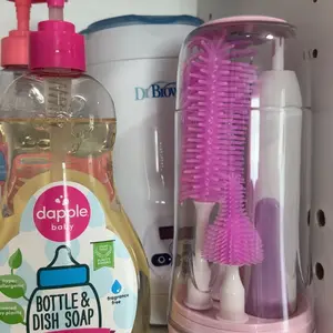 Electric Bottle Cleaning Brush, Baby Bottle Brush Cleaner, Water Bottle Cleaning Kit, Nipple Brush,Straw Cleaner Brush, 360° Rotation, Silicone Material, Waterproof,6 Packs Set for Newborns