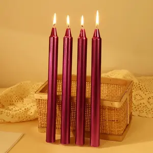 Electric Plated European Color Long Candle Stick, Home Use Smokeless Scentless Dinner Candles, Romantic Candle Holder Rod Wax