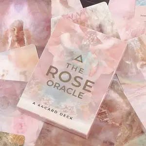 Rose Oracle Tarot Card Game (44pcs/box), Portable Size Fortune Telling Game Card, Educational Multiplayer Game, Suitable for Family Friends, Durable Tarot Cards