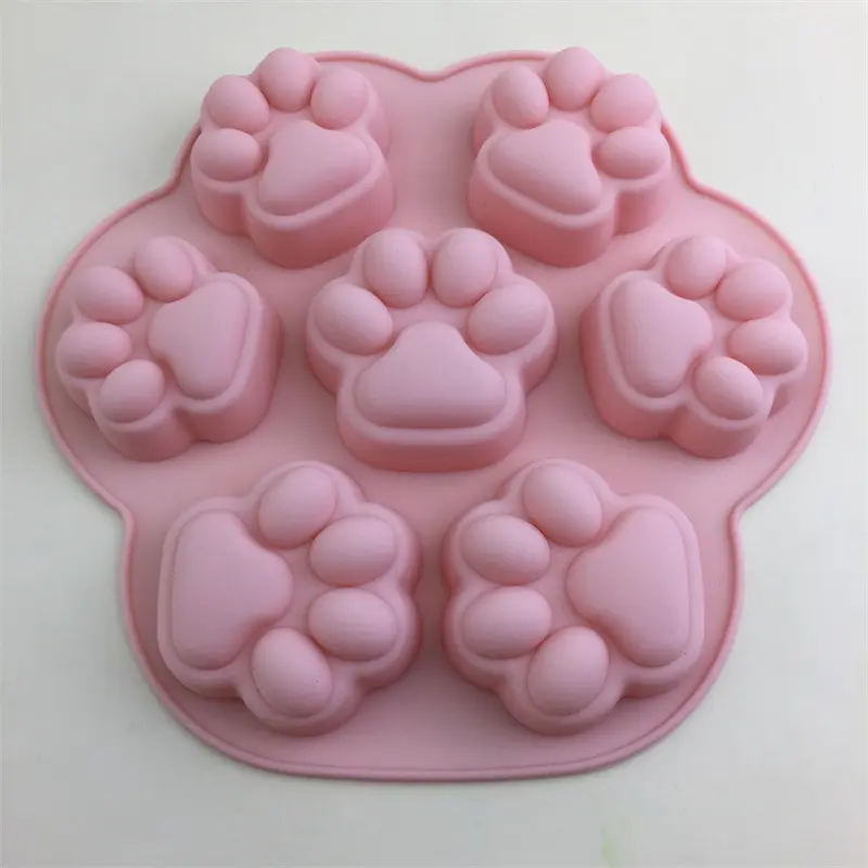 7-Cavity Food Grade Non-Toxic Flexible Silicone Paw Shape Baking Mold Tray - Easy Release Mini Dessert Chocolate Mould for Cake, Ice Cream, DIY Projects, Parties & Events