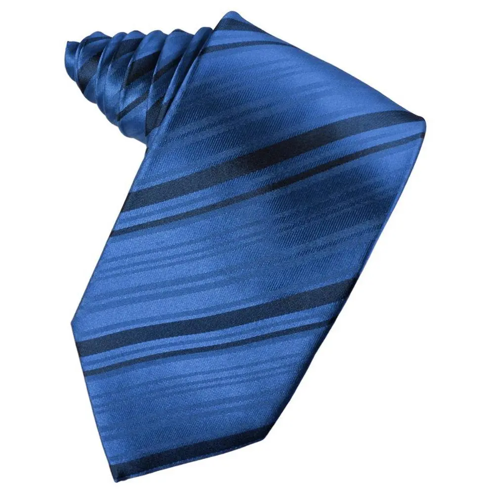 Royal Blue Striped Satin Necktie