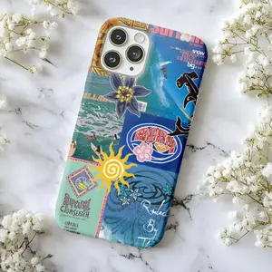 Beach Vibes Phone Case – Y2K Surf Magazine Collage with Bold Colors – for iPhone 11–17 & Galaxy S22, S23, S24, S25  (Plus, Ultra)