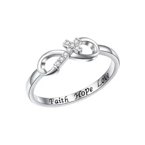 Women's Silver 8-Shaped Cross Ring with Bowknot, Elegant Fashion Ring, Index Finger Jewelry Accessory, Fashion Rings, Elegant Ring