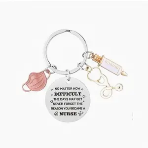Nurse stainless steel keychain, nurse and doctor graduation gift, Nurses' Day gratitude gift, keychain pendant, small gift -HN331-40