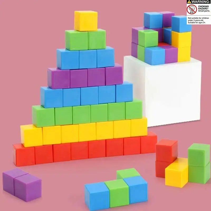 Montessori Magic Building Blocks Puzzle Toy Set, Space Logic Training, Rainbow Stacking Blocks, Stacker, Spatial Awareness, Focus Training, Stacking Tower Game