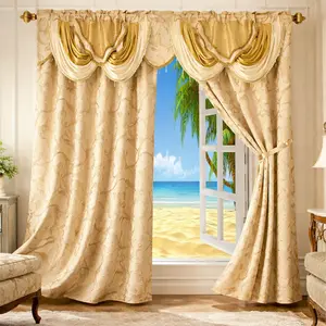 1pc Embroidered Curtain Panels with Elegant Valance Luxury European Classic Style Window Drapes Featuring Floral Vine Scroll Pattern Decorative Curtain Set for Living Room Bedroom Vintage Palace Home Decor