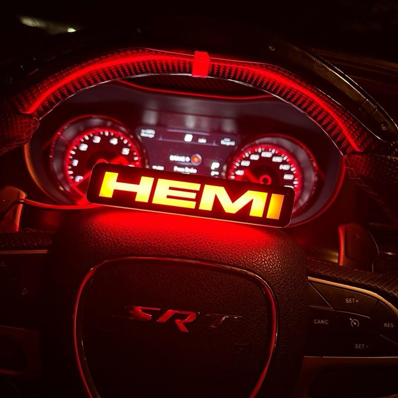 Hemi LED Emblem Badge for Front Grille - Illuminated Design for Enhanced Visibility and Style