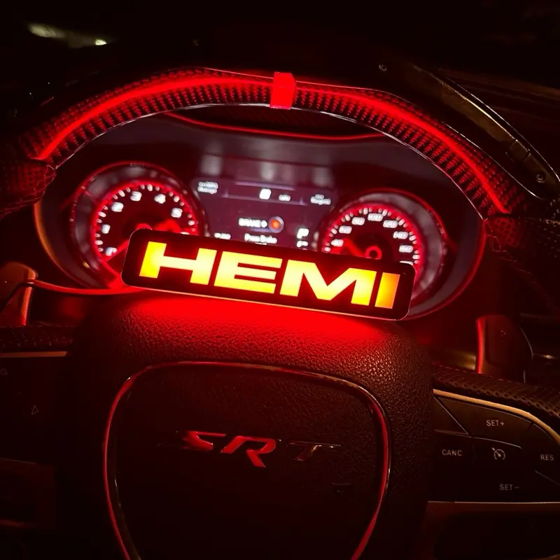 Hemi LED Emblem Badge for Front Grille - Illuminated Design for Enhanced Visibility and Style
