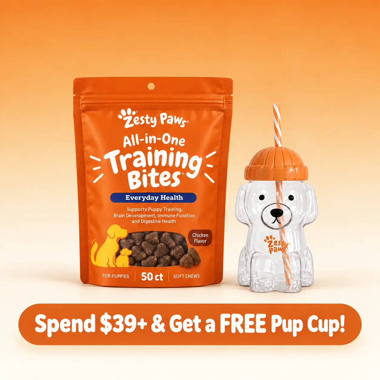 Zesty Paws All-in-One Training Bites for Puppies & Adult Dogs, Soft Chew, Immune Support, Dog Treats, with Omega 3&6 Fatty Acids, Skin, Coat, Supplements