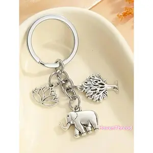 Elephant & Tree Design Keychain Bag Pendant, Cute Animal Keychain for Women & Men, Fashion Accessories for Daily Use, Trendy All-match & Exquisite Keychain for Birthday Gift