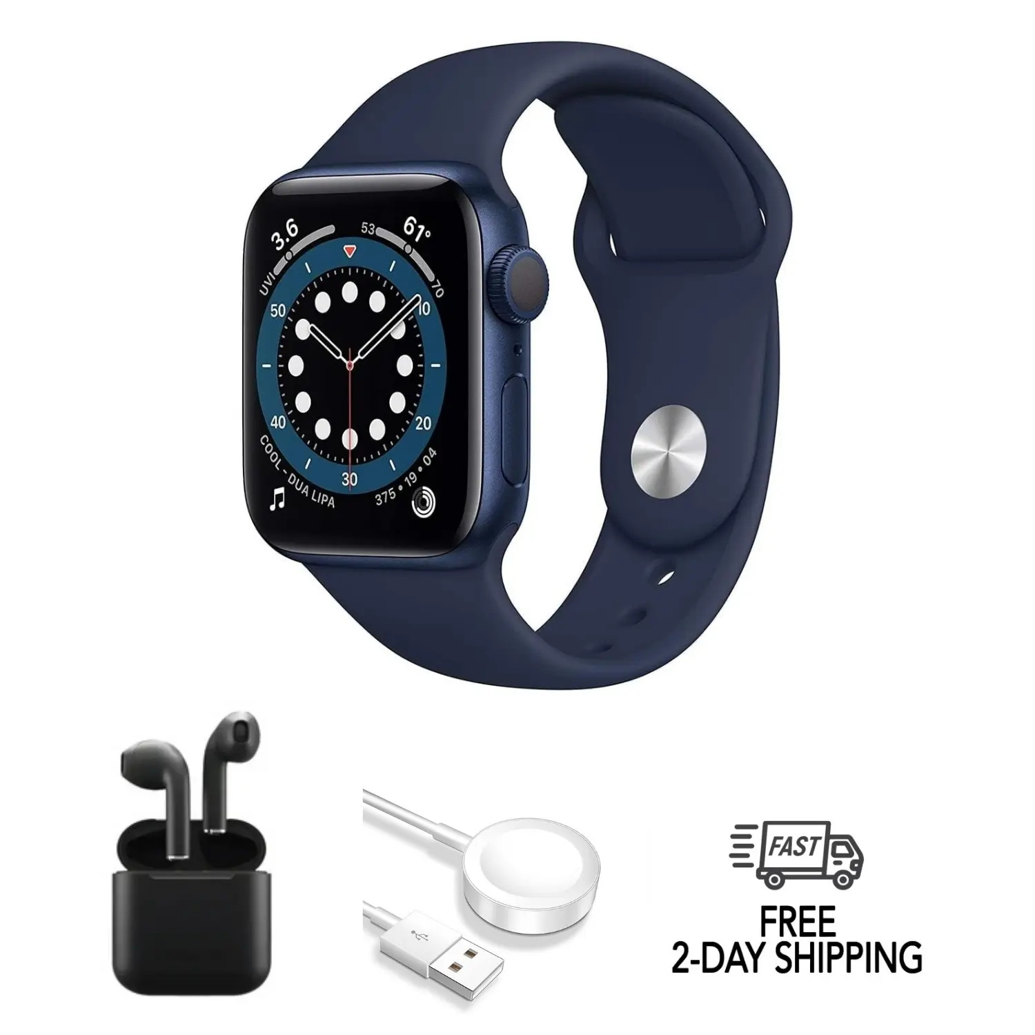 Refurbished Apple Watch Series 6 Aluminum (GPS + Cellular) Acceptable Condition with Wireless Earbuds & 1 Year Warranty Device