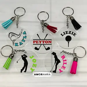 Personalized Golf Keychain, Golf Ball & Tee Keychain, Golf Coach Gift Golfer Gift Golf Lovers
