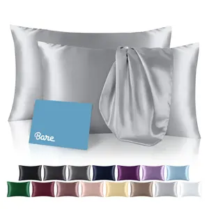 Bare Home Satin Pillowcase Set Envelope Closure Polyester Bedding Set