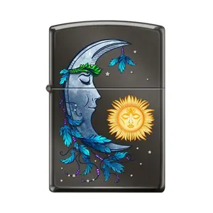 Zippo Sun And Moon Black Ice Lighter Made In USA Brand New In Zippo Gift Box With Lifetime Warranty Authentic Quality USA Crafted
