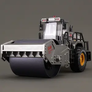 Alloy Road Roller Toy with Working Roller Detachable Hood Realistic Lights & Sounds Wear Resistant Rubber Tires Inertia Push & Go Operation