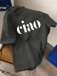 Crew Neck Loose Casual Style Spring And Autumn Ciao Print Daily Commute Men's 100% Cotton T-Shirt