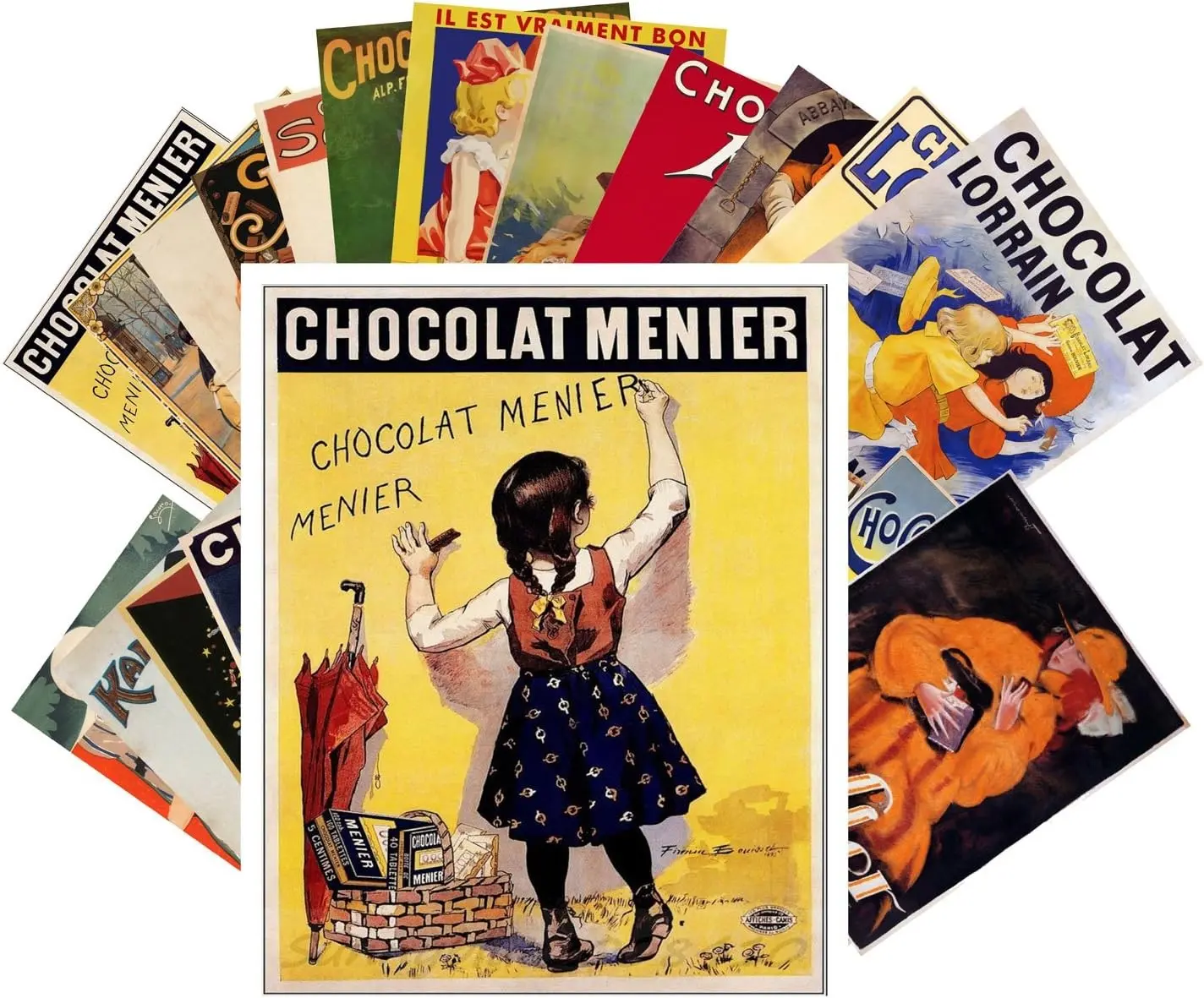 24 Pcs Vintage Chocolate Vintage Poster Ads Postcards