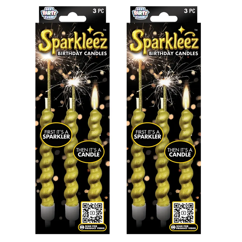 Sparkleez Spiral Cake Candles - 2 Packs, 6 Total Festive Birthday Cake Decoration Candles for Party Supplies